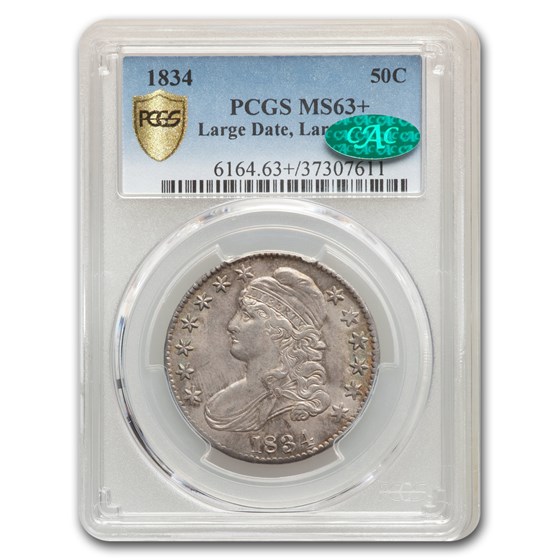 1834 Capped Bust Half Dollar MS-63+ PCGS CAC (Lg Date, Lg Let) 1834 Capped Bust Half Dollar MS-63+ PCGS CAC (Lg Date, Lg Let)